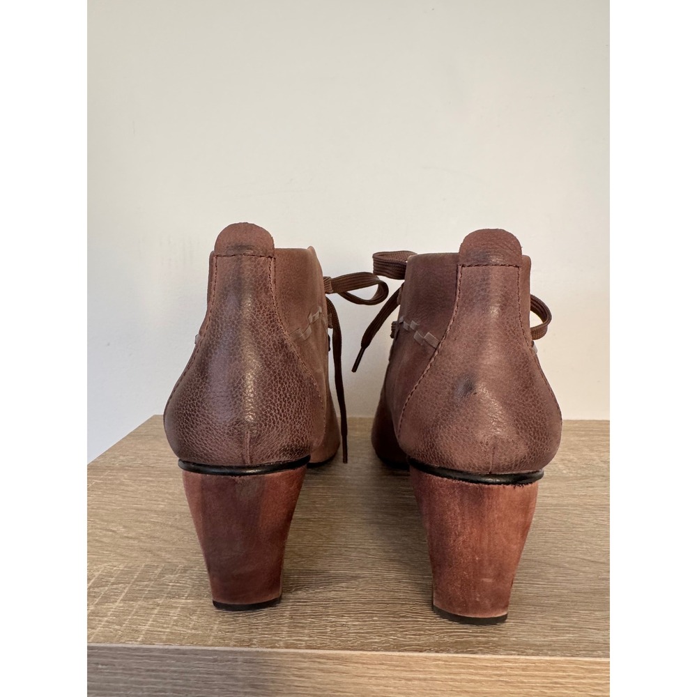 Josef Seibel Brown Leather Lace Up Ankle Boots Block Heel Size 38 Fits Like 8 - Picture 4 of 13